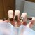 24 Pieces Set Caramel Coffee Houndstooth Grid Fake Nail Wholesale Nail Stickers A392-nstr0111