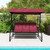 3 Seat Outdoor Porch Swing with Adjustable Canopy-Wine - Color: Wine D681-NP11065WIN