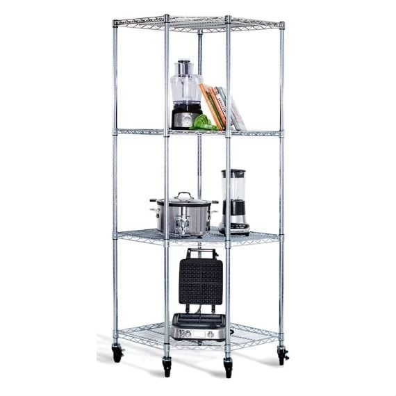 Heavy Duty 4-Tier Corner Storage Rack Shelving Unit with Casters Q280-TCSRCHE1559581