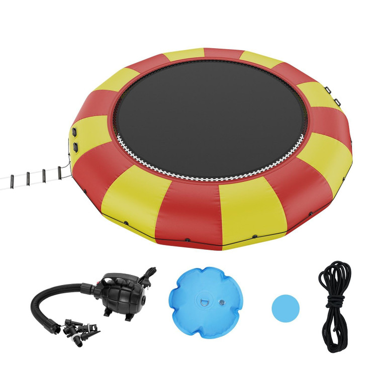 Inflatable Water Bouncer, 17ft Recreational Water Trampoline, Portable Bounce Swim Platform with 5- E415-BTKSSBCHS17Y3N88IV1