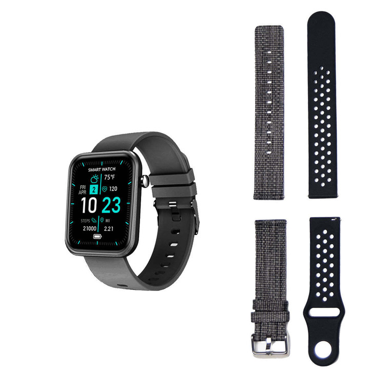 Color: BLACK - Advanced Smartwatch With Three Bands And Wellness + Activity Tracker K290-39484485075030