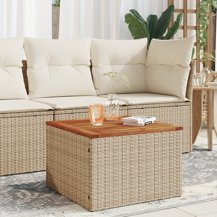 Garden Table Beige and Brown PE Rattan Small Durable A949-366064