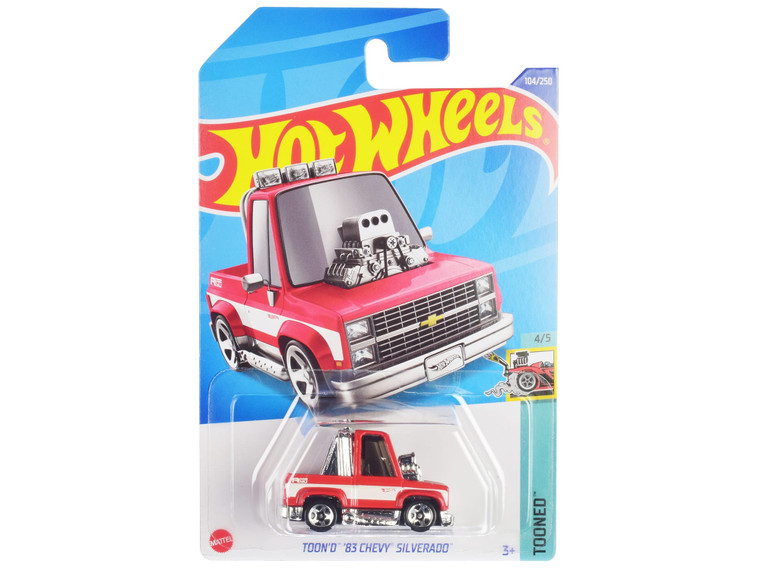 1983 Chevrolet Silverado "Toon'd" Pickup Truck Red and White "Tooned" Series Diecast Model Car by H F977-HHF50