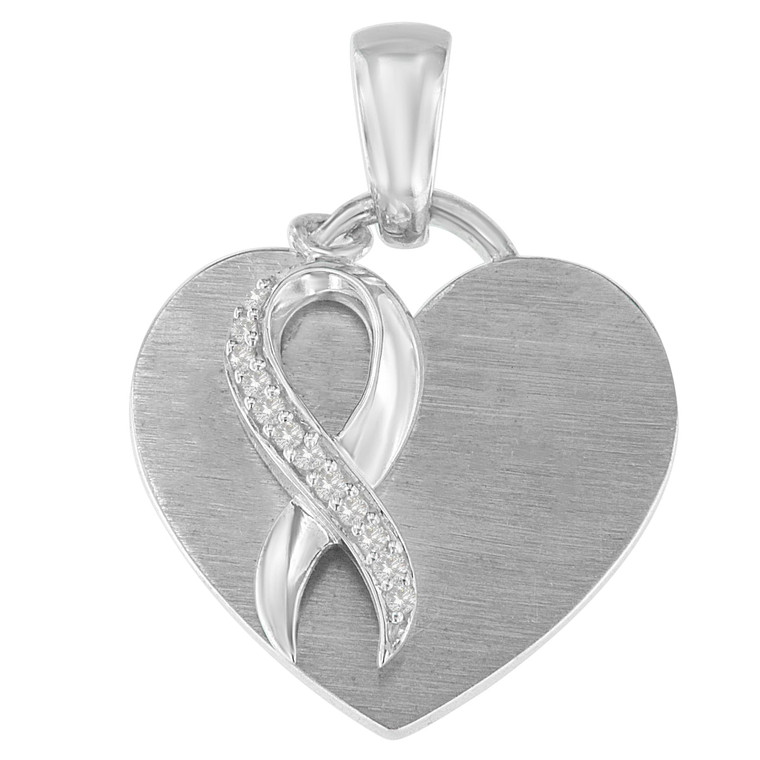 .925 Sterling Silver 1/10 cttw Diamond Heart Pendant Necklace (H-I, I1-I2) N162-80-6176WDM