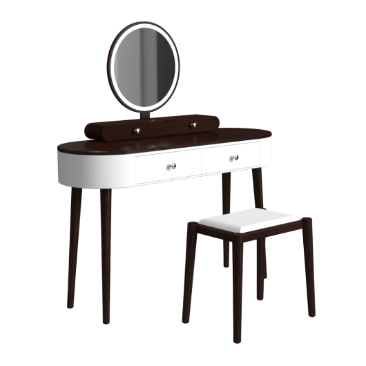 Makeup Vanity Table Set with LED Mirror and 3 Spacious Drawers-White-Brown - Color: Brown D681-JV11563BN