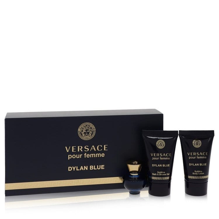 Versace Pour Femme Dylan Blue by Versace Gift Set -- 0.17 oz Mini EDP + 0.8 oz Body Lotion + 0.8 oz V728-552010
