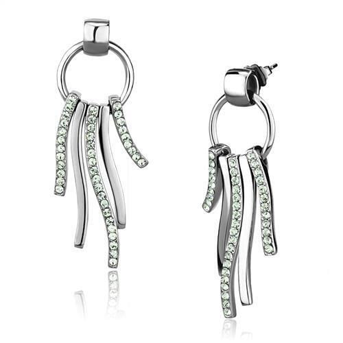 TK2633 - High polished (no plating) Stainless Steel Earrings with Top Grade Crystal  in Peridot A874-TK2633