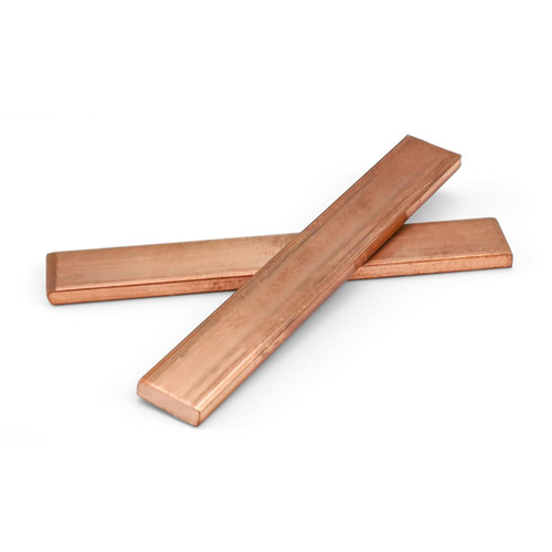 Conduttore piatto in Rame Stagnato - Dimensioni: 50x6mm, lunghezza: 2 metri completo di fori Ø13mm interasse 25mm su tutta la lunghezza