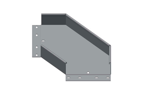 Passerella tipo AR -  Zincato a caldo -  90° CURVA PIANA 200 x 75 x R=150 mm sp= 1.5 mm  - asolata e ribordata