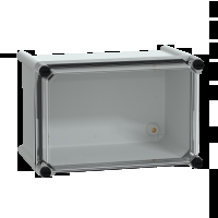 Cassetta PLS. retro in poliestere. coperchio trasparente per PC IP65 18x27x18cm