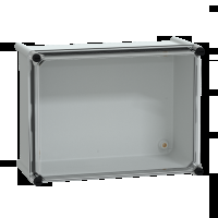 Cassetta PLS. retro in poliestere. coperchio trasparente per PC IP65 27x36x18cm