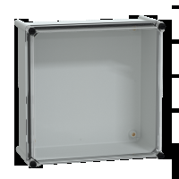 Cassetta PLS. retro in poliestere. coperchio trasparente per PC IP65 36x36x18cm