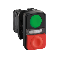 Pulsante ÷˜22 - doppio ad impulso - verde +rosso - luce bianca- 120V- IP40