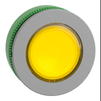 Testa pulsante luminoso giallo filopannello ghiera grigia- per LED universale- ÷˜30