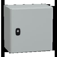 Cassetta in acciaio montata a parete. PanelSeT S3D. porta piena. con piastra di