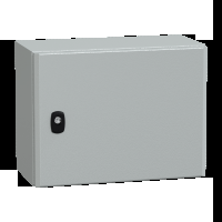 Cassetta in acciaio montata a parete. PanelSeT S3D. porta piena. con piastra di