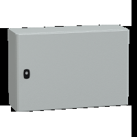 Cassetta in acciaio montata a parete. PanelSeT S3D. porta piena e piastra di