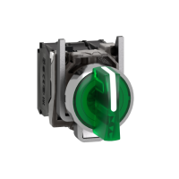 Selettore luminoso verde completo ÷˜22 3-pos. fisse 1NO+1NC 24Vac/dc- LED universale