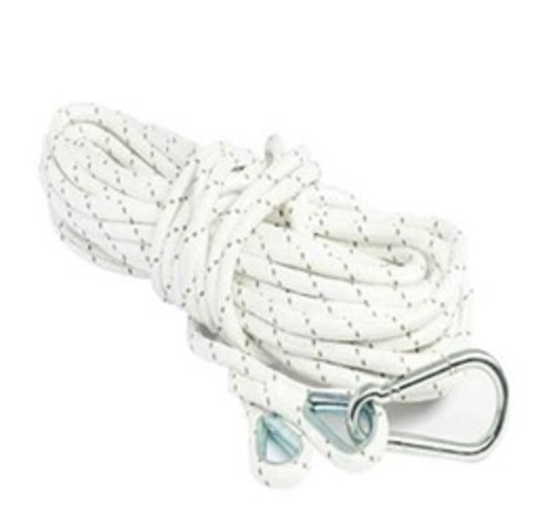 CORDA DI SERVIZIO MM. 8 IN SPEZZONI DA MT. 15 CON REDANCIA ZINCATA ASOLA CUCITA E MOSCHETTONE