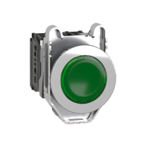 Pulsante luminoso verde filopannello LED universale 230 VAC 1NO+1NC- ÷˜30
