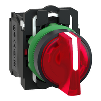 Selettore luminoso arancione ÷˜22 3-posizioni fisse 1NO+1NC 230Vac- LED universale