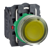 Pulsante luminoso arancione ÷˜22 - filoghiera ad impulso - ghiera grigia-120Vac - 1NO+1NC-