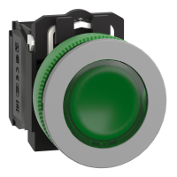 Pulsante luminoso verde 24Vac/dc NO+NC filopannello grigio - ÷˜30 - LED universale