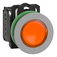 Pulsante luminoso aranc. 230Vac NO+NC filopannello grigio - ÷˜30 - LED universale