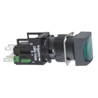 Pulsante luminoso verde ÷˜16 - quadrato ad aggancio - 12..24V - 1NO+1NC
