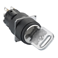 Selettore nero ÷˜16 - a chiave - 2 posizioni - 1 NC/NO