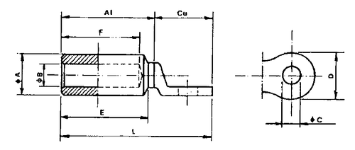 Capicorda Bimetallici Alluminio/Rame 300 Mmq. Vite 16 (Box da 10 pezzi)