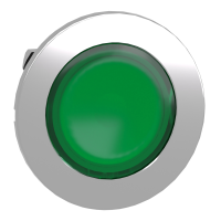 Testa pulsante luminoso verde filopannello ad aggancio passo-passo- per LED universale-