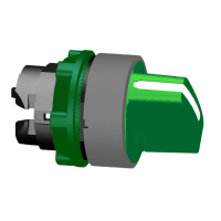 Testa selettore a leva. Harmony XB5. plastica. verde. 22mm. 3 posizioni. ritorno al centro.