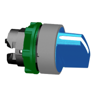 Testa selettore a leva. Harmony XB5. plastica. blu. 22mm. 3 posizioni. ritorno da destra al