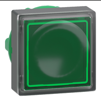 Testa pulsante quadrato luminoso ÷˜22 - verde - per inserimento etichetta- per LED universale