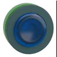 Testa pulsante luminoso blu sporgente filopannello ÷˜30 ad aggancio- per LED