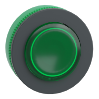 Testa pulsante luminoso verde sporgente filopannello ÷˜30- per LED universale