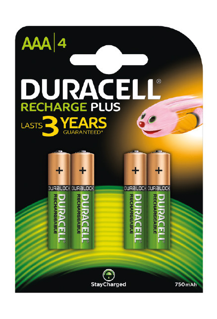 Minimo 40 pezzi DURACELL RICARICABILE PLUS AAA B4 - 750 mAh