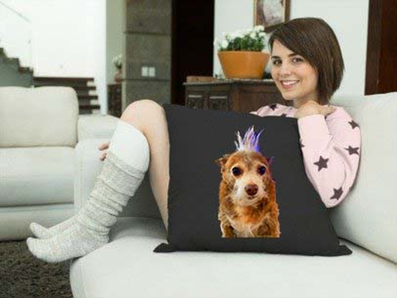 Ponyetta the Dog on a  Black 22" x 22" Premium Pillow - Ponyetta Collection