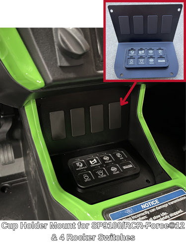 Kawasaki TERYX® H2 Cup Holder Mount for SP9100/RCR-Force®12 & 4 Rocker Switches