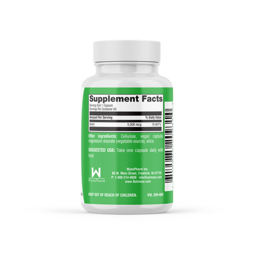 Nutressa Biotin 5,000 mcg Veg Caps facts