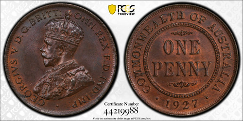 1927 Penny PCGS Graded MS65BN Gem UNC