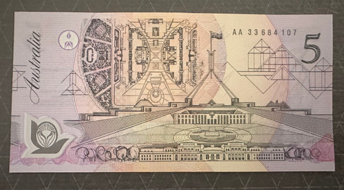 1992 First Release Pale design $5 Note UNC