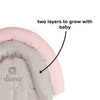 Diono Cuddle Soft 2-in-1 Baby Head Neck Body Support Pillow For Newborn Baby Super Soft Car Seat Insert Cushion, Perfect for Infant Car Seats, Convertible Car Seats, Strollers [Gray/Pink]