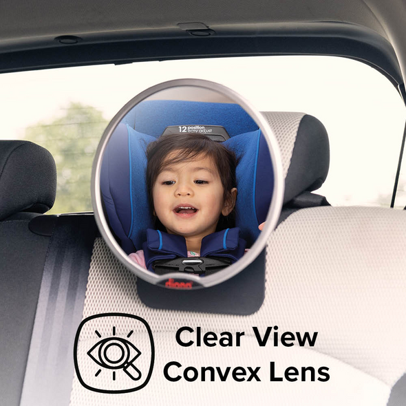 Diono Easy View® Baby Car Mirror, Safety Car Seat Mirror for Rear facing Infant, Fully Adjustable With 360° Rotation, Wide Crystal Clear View, Shatterproof, Crash Tested [Silver]