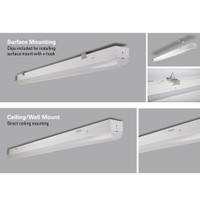 25W 4FT LED Commercial Strip Light Linear Outdoor Warehouse, Ceiling, wall, and cable mounting