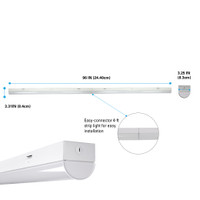 CLT, 42W LED 8-foot Commercial Linear Strip Light, UL Damp location, Flood Beam Angle, 4000K & 5000K, for use in parking garages, stairwells, hallways, offices, warehouses