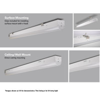 56W LED 8-foot Commercial Strip Light Linear Warehouse Ceiling Mount Damp Location 5000K