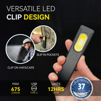 CLT Compact Multi-Mode Pocket LED Flashlight, Rechargeable USB C