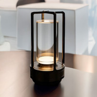 Portable Cordless Metal Luxury Crystal Rechargeable LED Lantern Lamp , Table Light with 3-Color Stepless Dimming – Indoor/Outdoor Use for Bedroom,Restaurant,Bar,Camping,Small Desk Lamp (New Black)